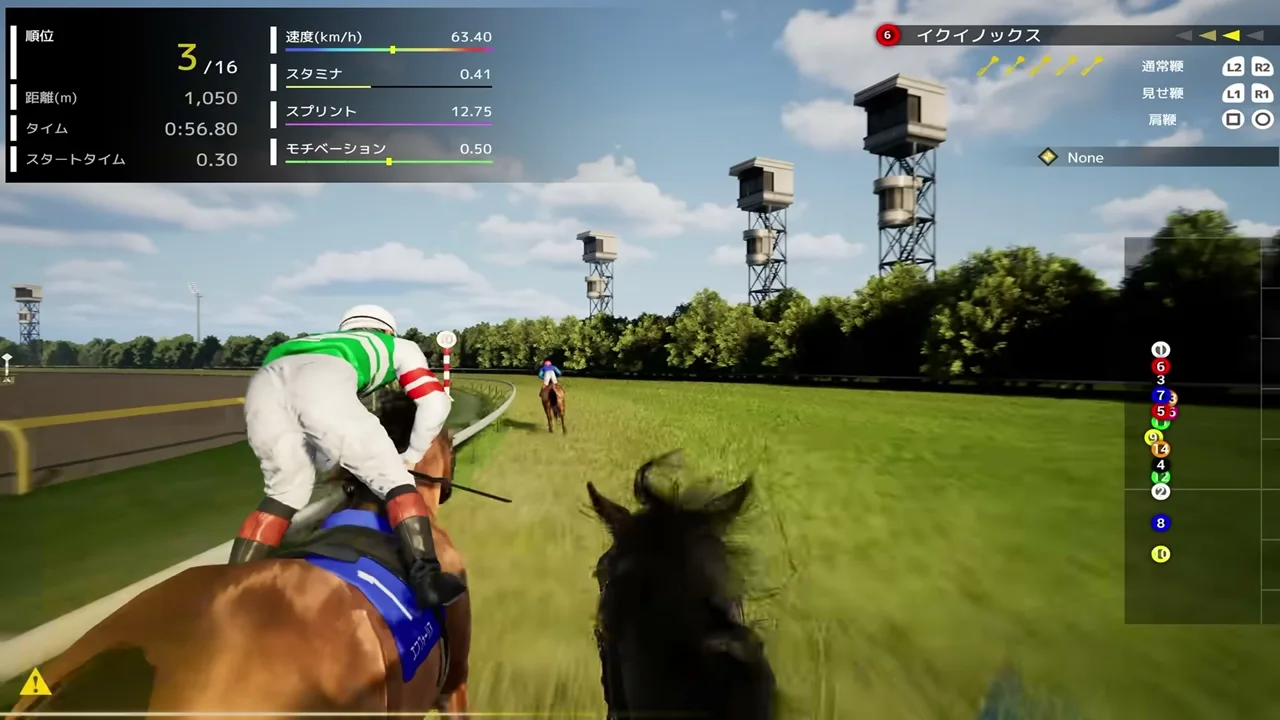 Full Stride公式映像の中盤レースと馬群位置